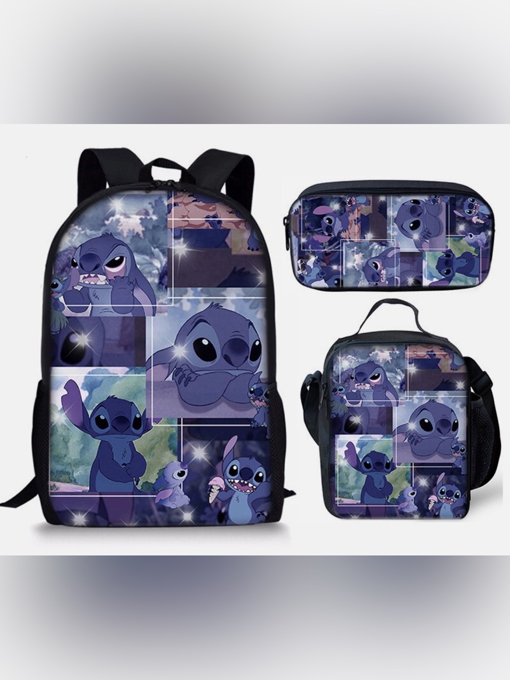 3Pcs Stitch Pattern Kids Backpack, Lunch Bag & Pencil Case (New/sealed)